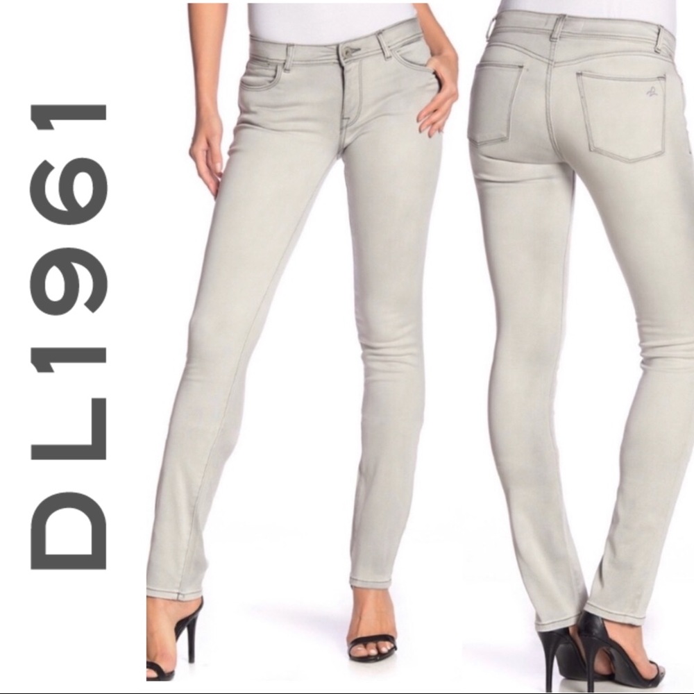 NWT $178~DL1961 Anthropologie~’Grace’ Straight Skinny Jeans in Smoke Gray~27